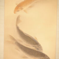 【高木古泉】 13775 掛軸 日本画 遊鯉図 合箱 絹本 花鳥図 熊本 菊池 師福田平八郎 在銘の画像3
