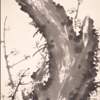 【河上鴻立】 13814 掛軸 日本画 「墨梅之図」 共箱 紙本 風景図 熊本 肥後 天草 在銘の画像9